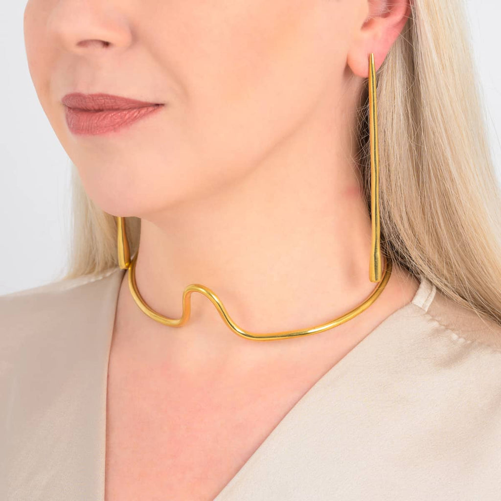 Long Jelani Teardrop Recycled Brass Earrings
